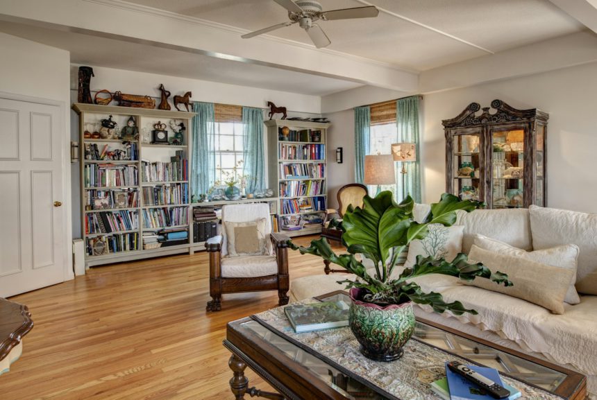 Home library with books