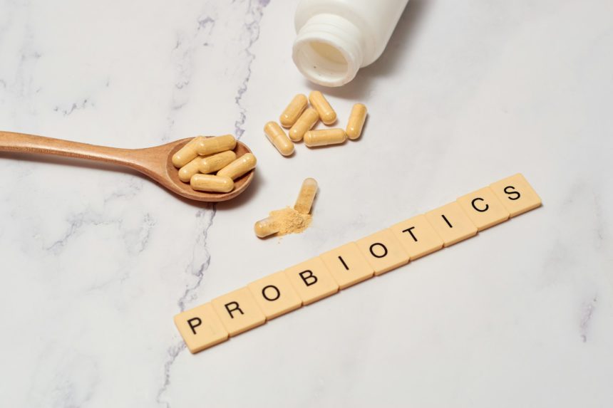 Supplement pills. Probiotic concept and better digestion.